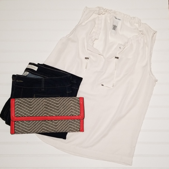 DONATED Calvin Klein- sz. M, sleeveless, flowy, top - Picture 2 of 8